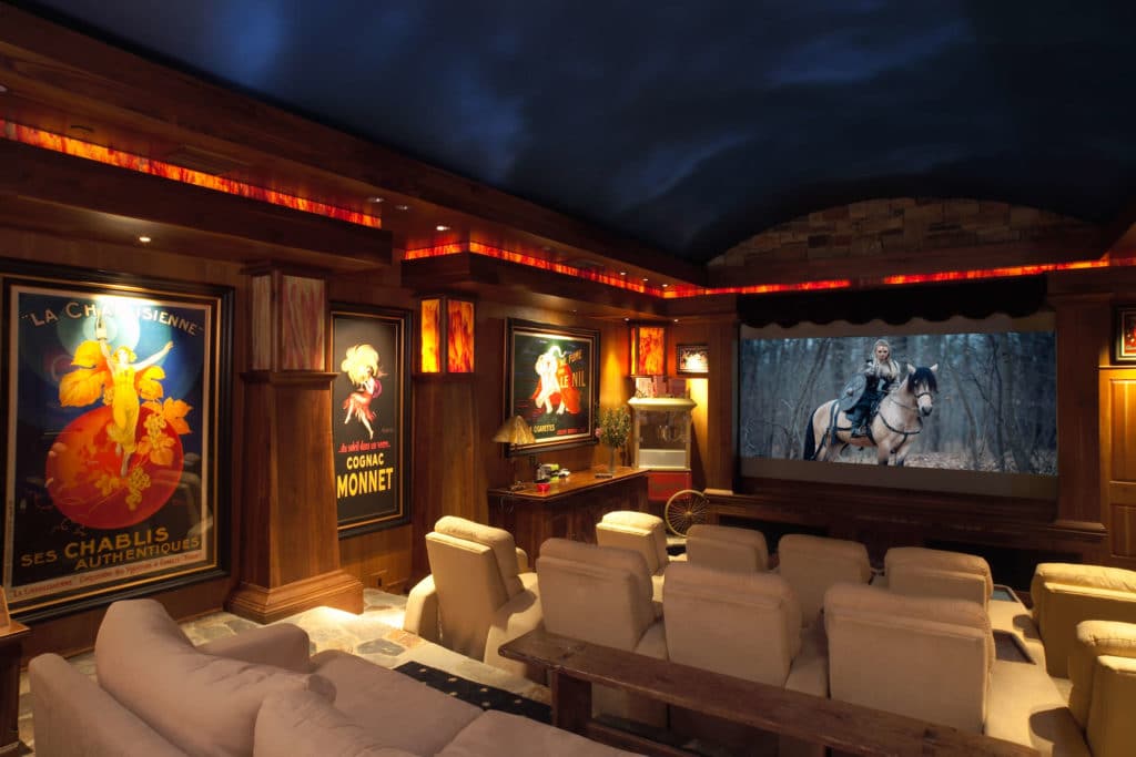 Craftsman style private home cinema by Select Builders